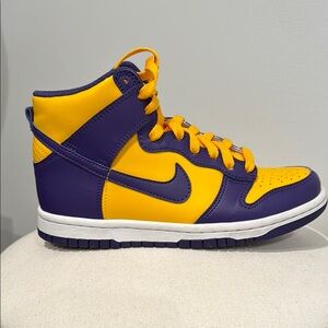 Nike Kids High-Top Sneakers - Purple and Yellow
